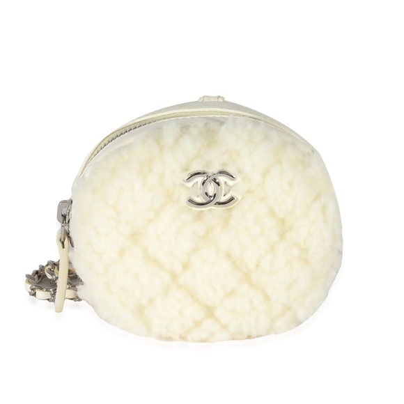 Chanel 21N White Shearling Coco Neige Mini Circle Clutch On Chain - Picture 1 of 8